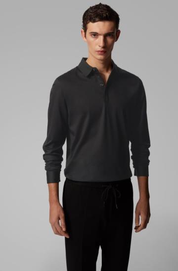 Koszulki Polo BOSS Regular Fit Czarne Męskie (Pl16345)